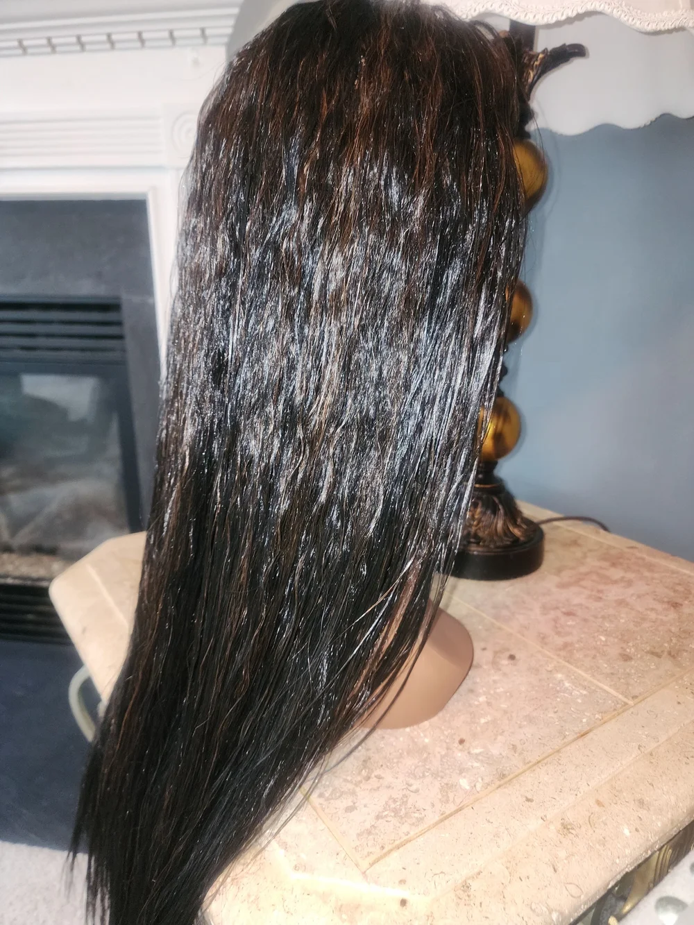 Natural Straight Black Womens Lace Front Wig With Mild Waves